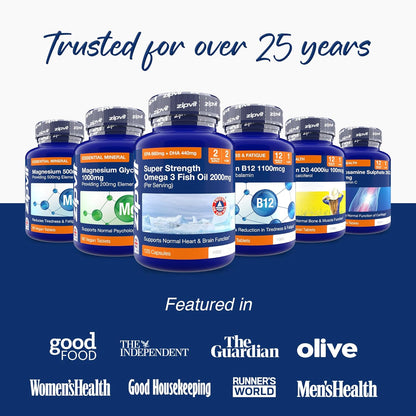 Zipvit Omega 3 Fish Oil 2000mg, EPA 660mg DHA 440mg, Wild-Caught, Cold Water Fish, Supports Heart, Brain & Vision, 120 Softgels, 2 Months Supply